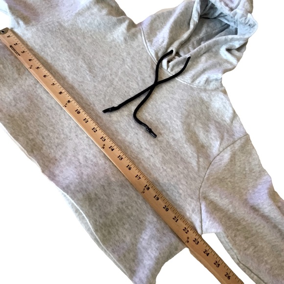 Be You Hooded Sweatshirt Grey With Black Tie Cropped Cut Off Pullover Size SP - Picture 8 of 12